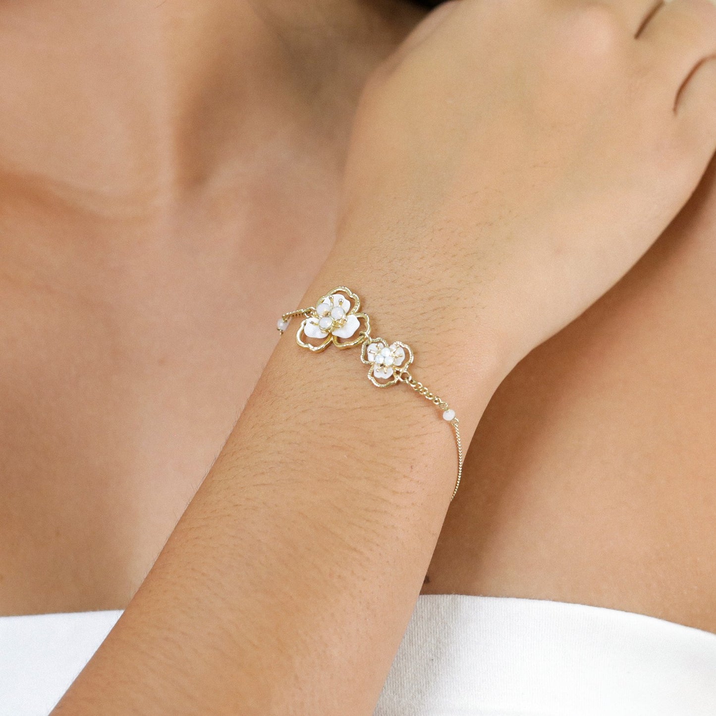 Lisette Bracelet - Gold-Plated with Swarovski Crystals & Mother-of-Pearl