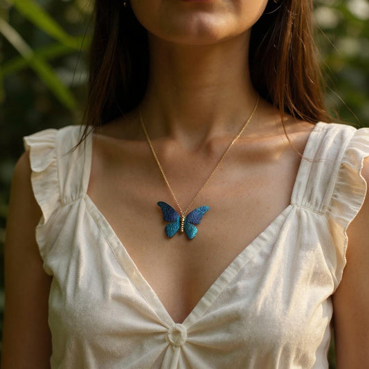 Celeste Butterfly Necklace – Titanium with Gold-Plated Sterling Silver