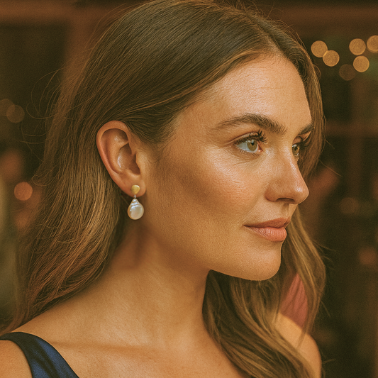 Raven Baroque Pearl Drop Earrings – 18 kt Gold-Plated & Sterling Silver