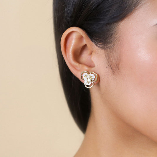 Lisette Earrings - Gold-Plated with Swarovski Crystals & Mother-of-Pearl