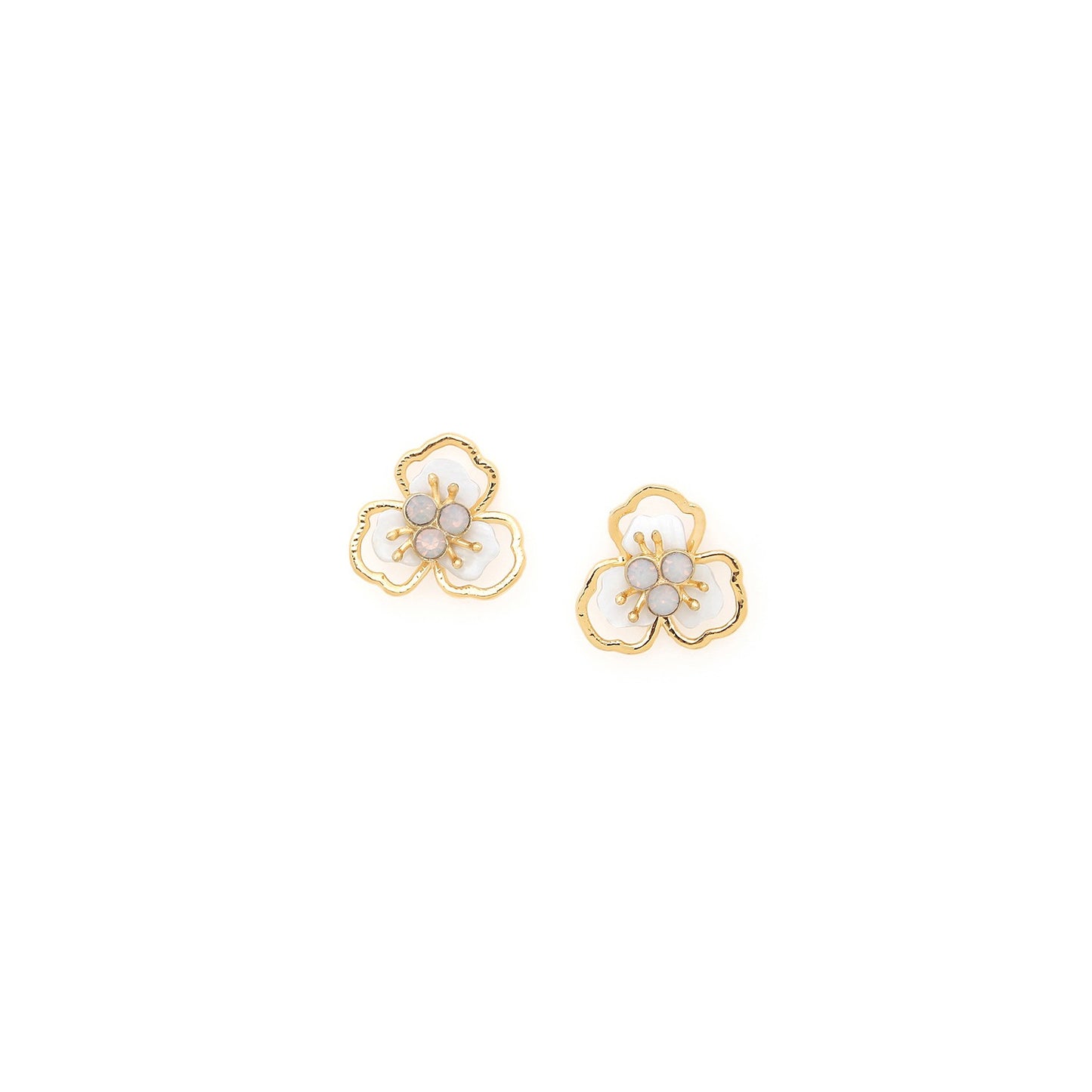 Lisette Earrings - Gold-Plated with Swarovski Crystals & Mother-of-Pearl