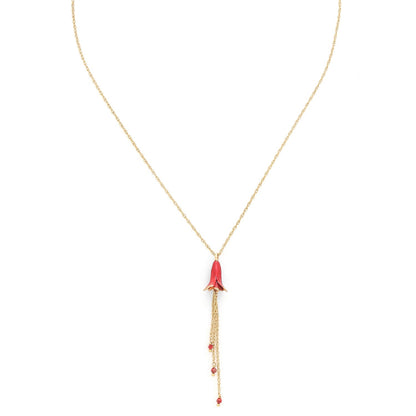 Betty Necklace - Gold-Plated with Red Enamel & Crystal Drops