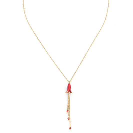 Betty Necklace - Gold-Plated with Red Enamel & Crystal Drops